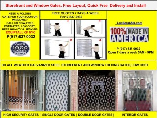 Steel Folding Gates NYC. Free layouts, Quick delivery and installation, Low cost - High Security. P(917)837-0032.